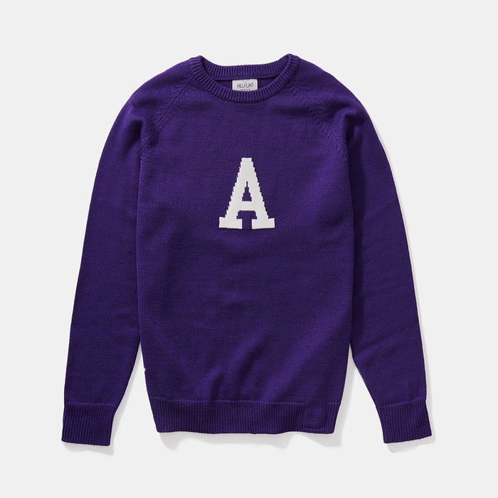 Merino Amherst Letter Sweater (Purple)